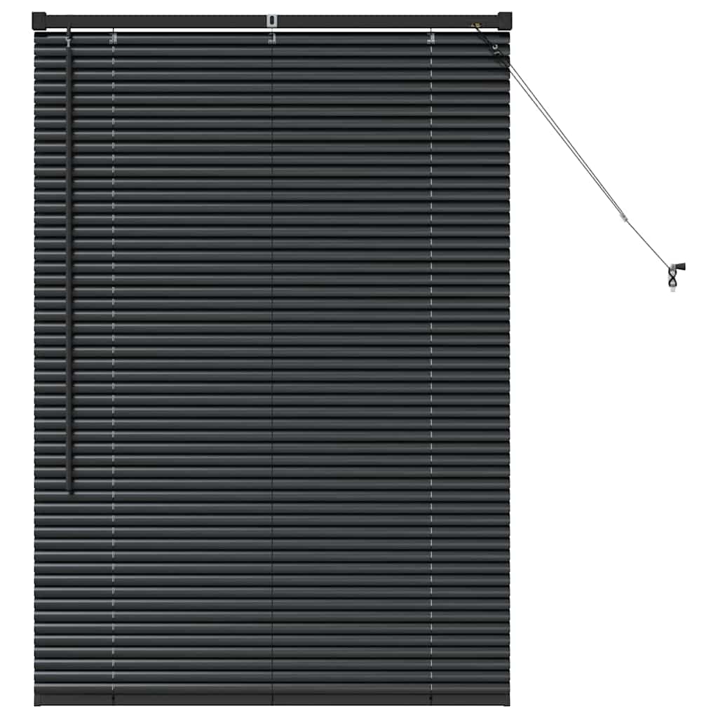 Window Blind with Curtains Manual Black Aluminium